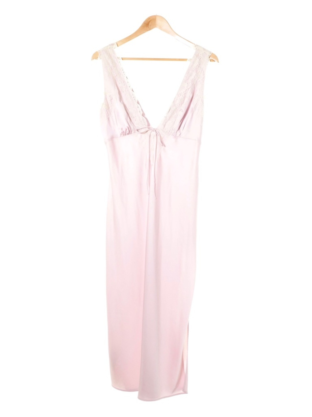 Abercrombie & Fitch Contrast Lace Pastel Pink Satin Slip Midi Dress Womens S Y2K - Picture 4 of 10